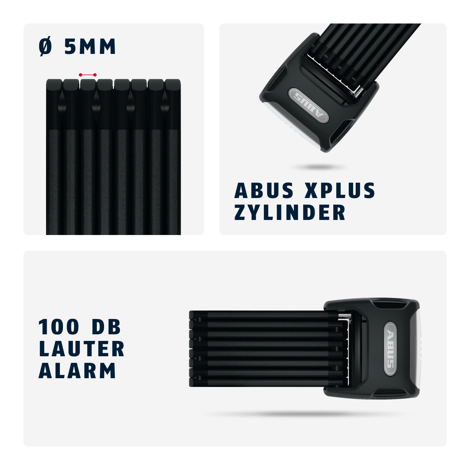 Antivol pliable alarme Abus Bordo Big Alarm 6000KA/120 4/4