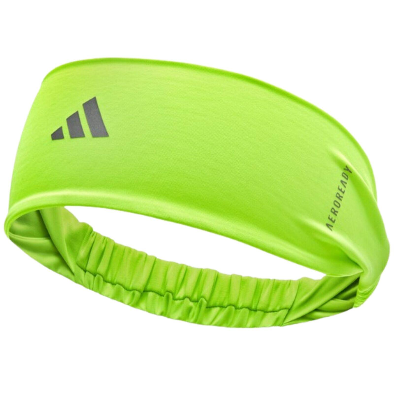 Adidas Sports Hairband Wide Fit Aeroready Reflective Logo in Lucid Lemon
