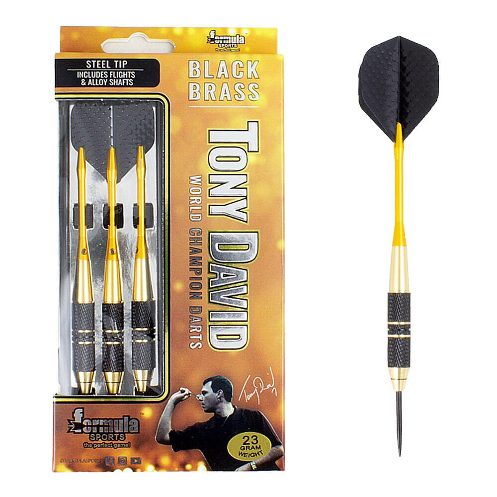 Formula Sports Tony David 25g Black Brass Barrel Darts w/ Case (12pc)