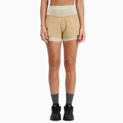 Dames 2-in-1 hardloopshort met zakriem