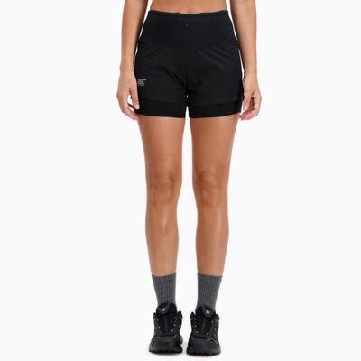 Dames 2-in-1 hardloopshort met zakriem
