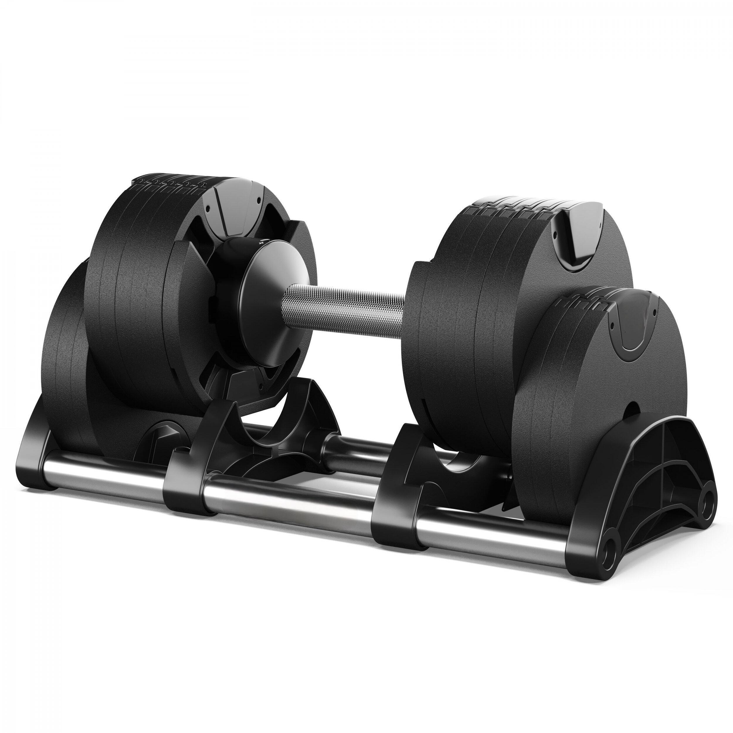 Manubrio Pesi Palestra Casa Da 2 A 32 Kg - 16 Livelli Regolabili Set Con Base 3/6