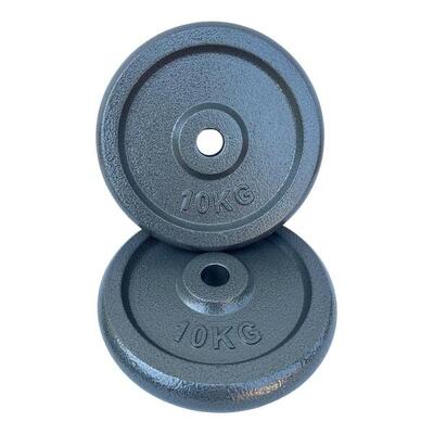 2 X DISCO GHISA NERO 10 KG FORO Ø25MM PER BILANCIERE MANUBRI PALESTRA HOME FITNE