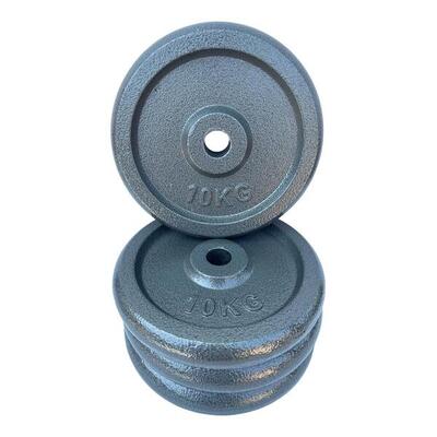 4 X DISCO GHISA NERO 10 KG FORO Ø25MM PER BILANCIERE MANUBRI PALESTRA HOME FITNE