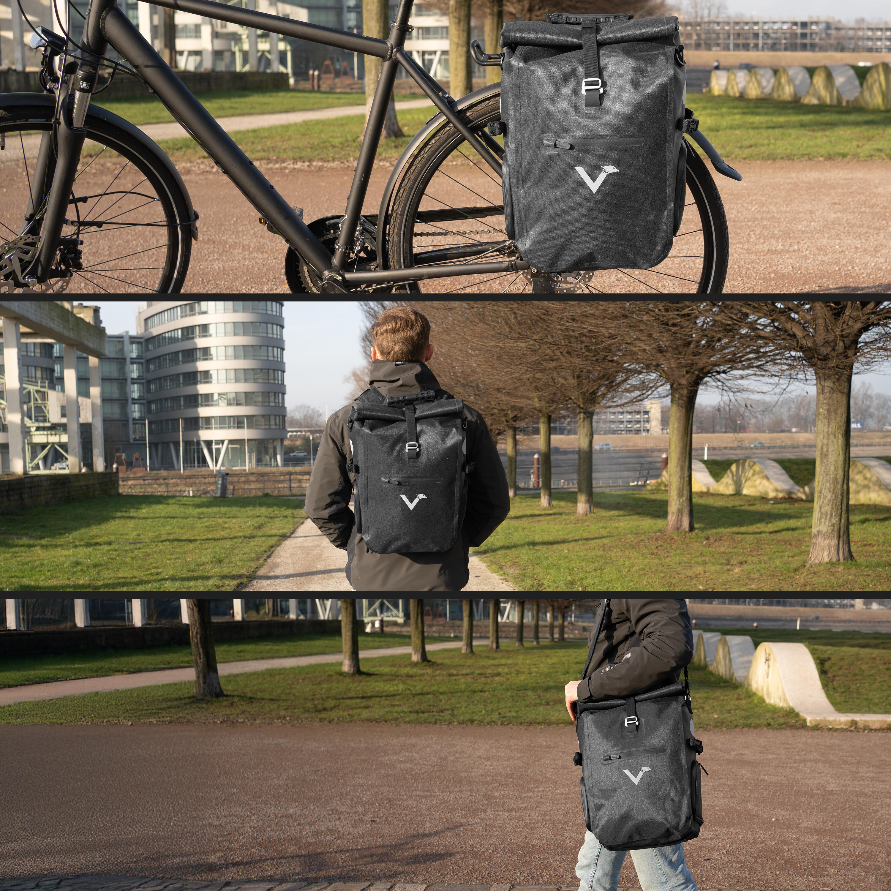Fahrradtasche Wasserdichte 2in1 Pro Gepäckträgertasche & Rucksack 23L - ValkPro 7/9
