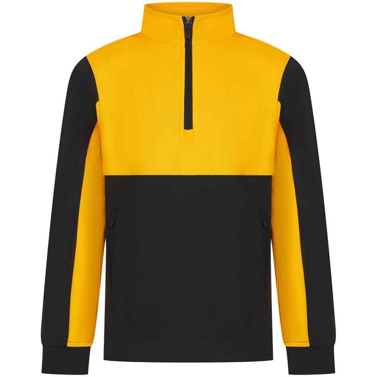 FINDEN & HALES Childrens/Kids Quarter Zip Fleece Top (Black/Gold)