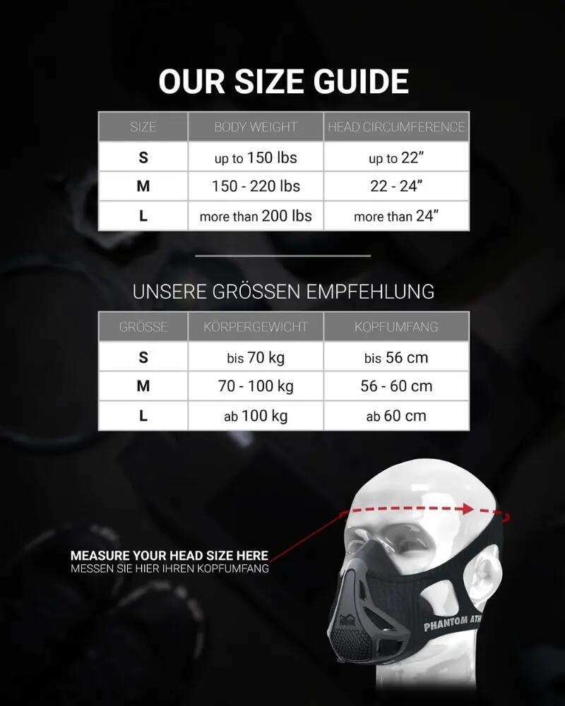 Trainingsmaske Phantom – Schwarz – L 7/10