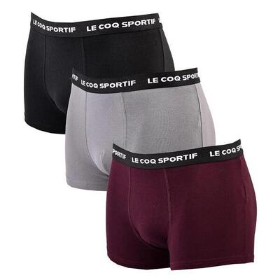 Le Coq Sportif Boxer Uomo - Confezione da 3 Slip Nero/Grigio/Bordeaux - Taglia M