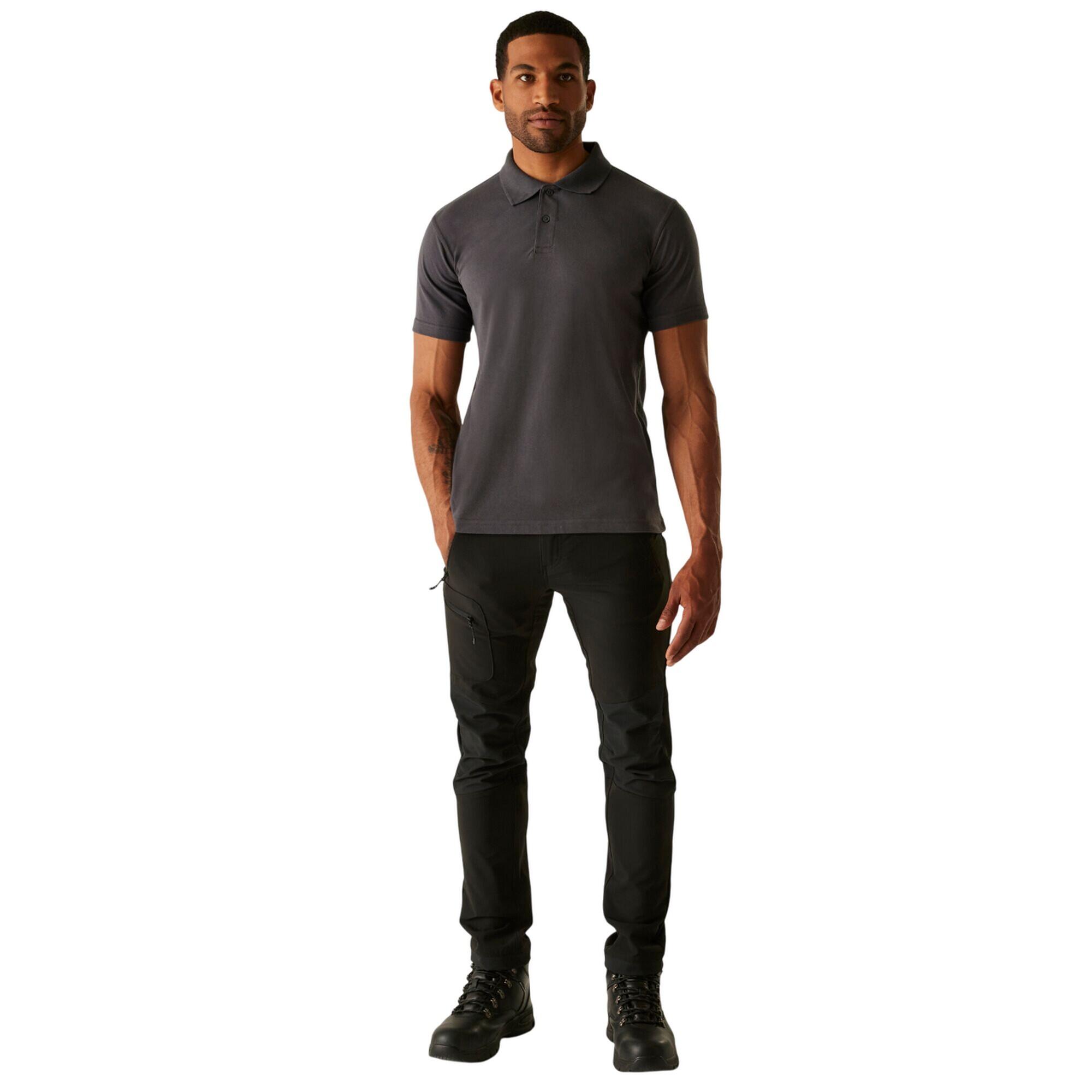 Poloshirt für Herren Unifarbenes Grau 3/4