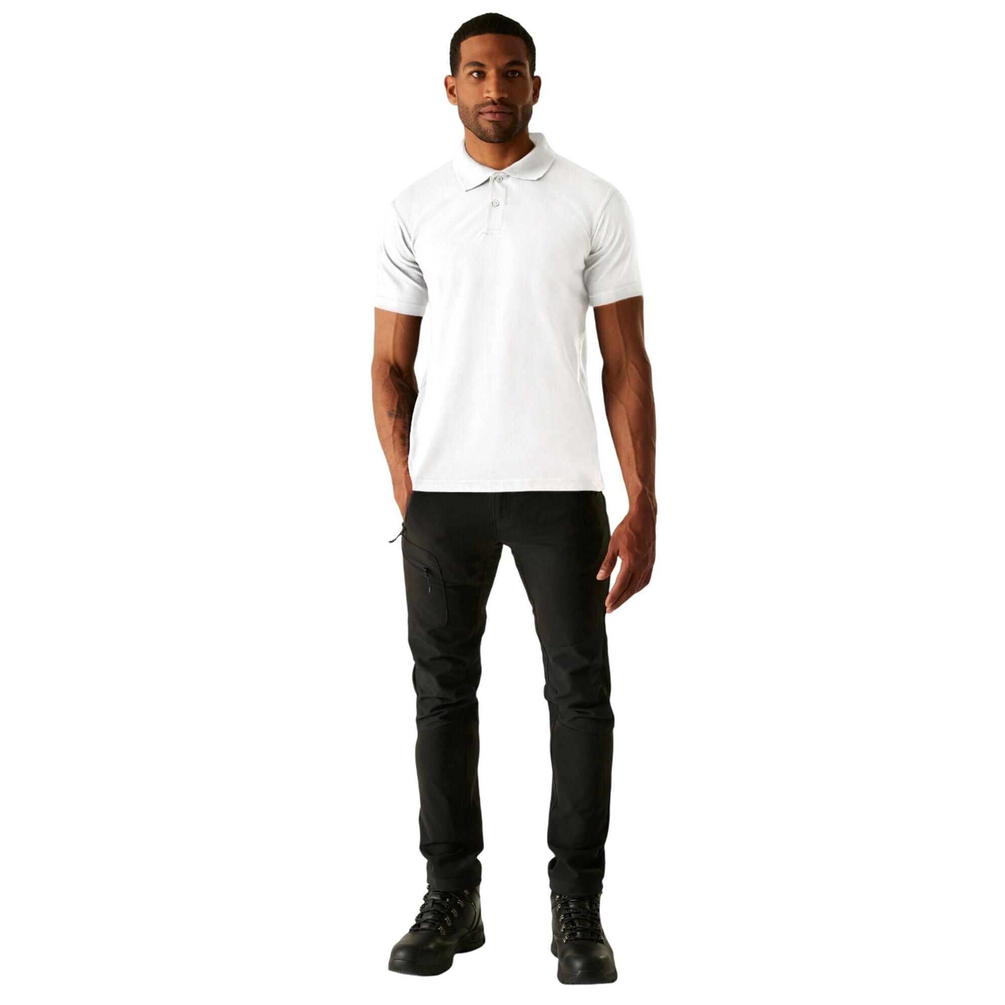 Mens Pique Polo Shirt (White) 3/4