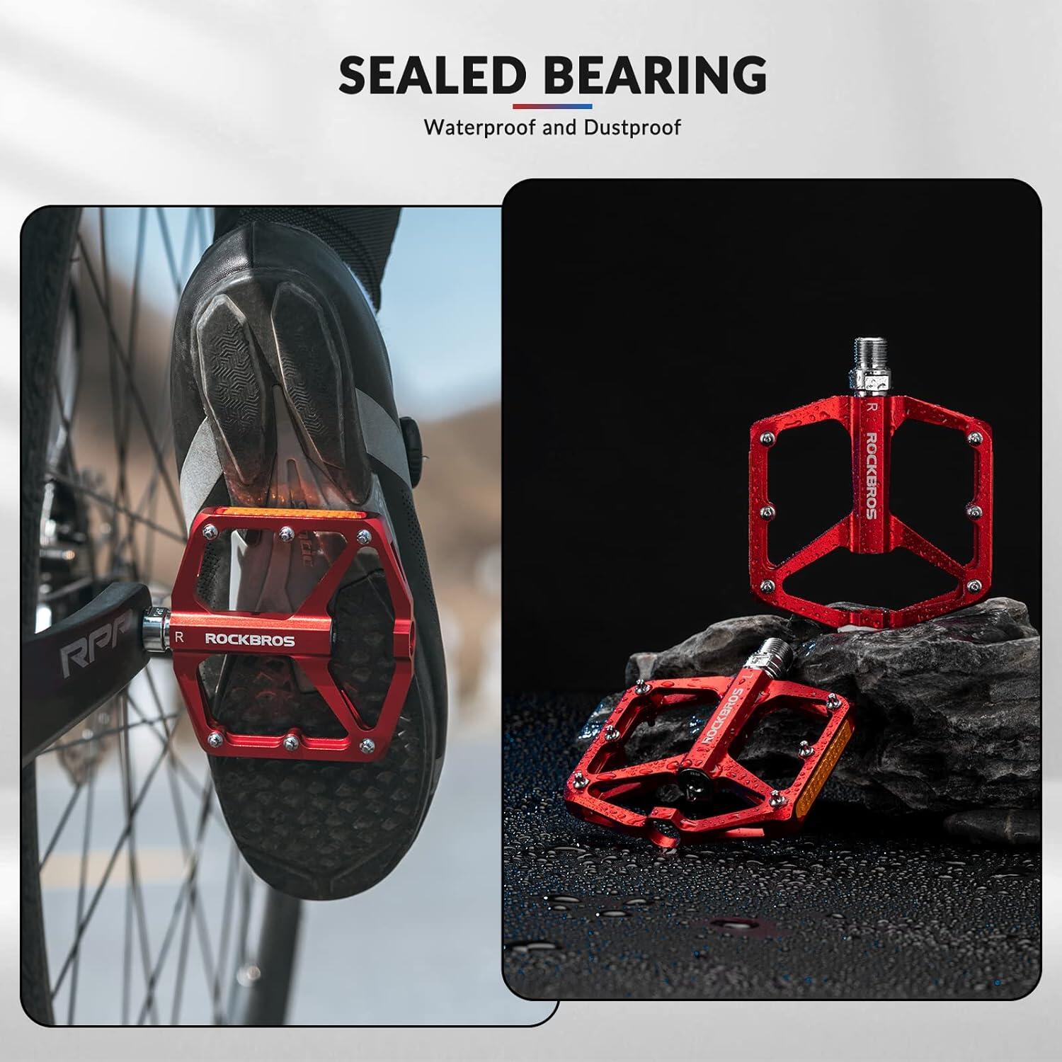 Pedales de bicicleta antideslizantes con reflectores 4/6