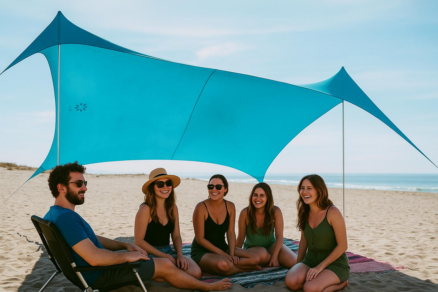Tienda de Playa Lycra con Anclas de Bolsa de Arena 1/5