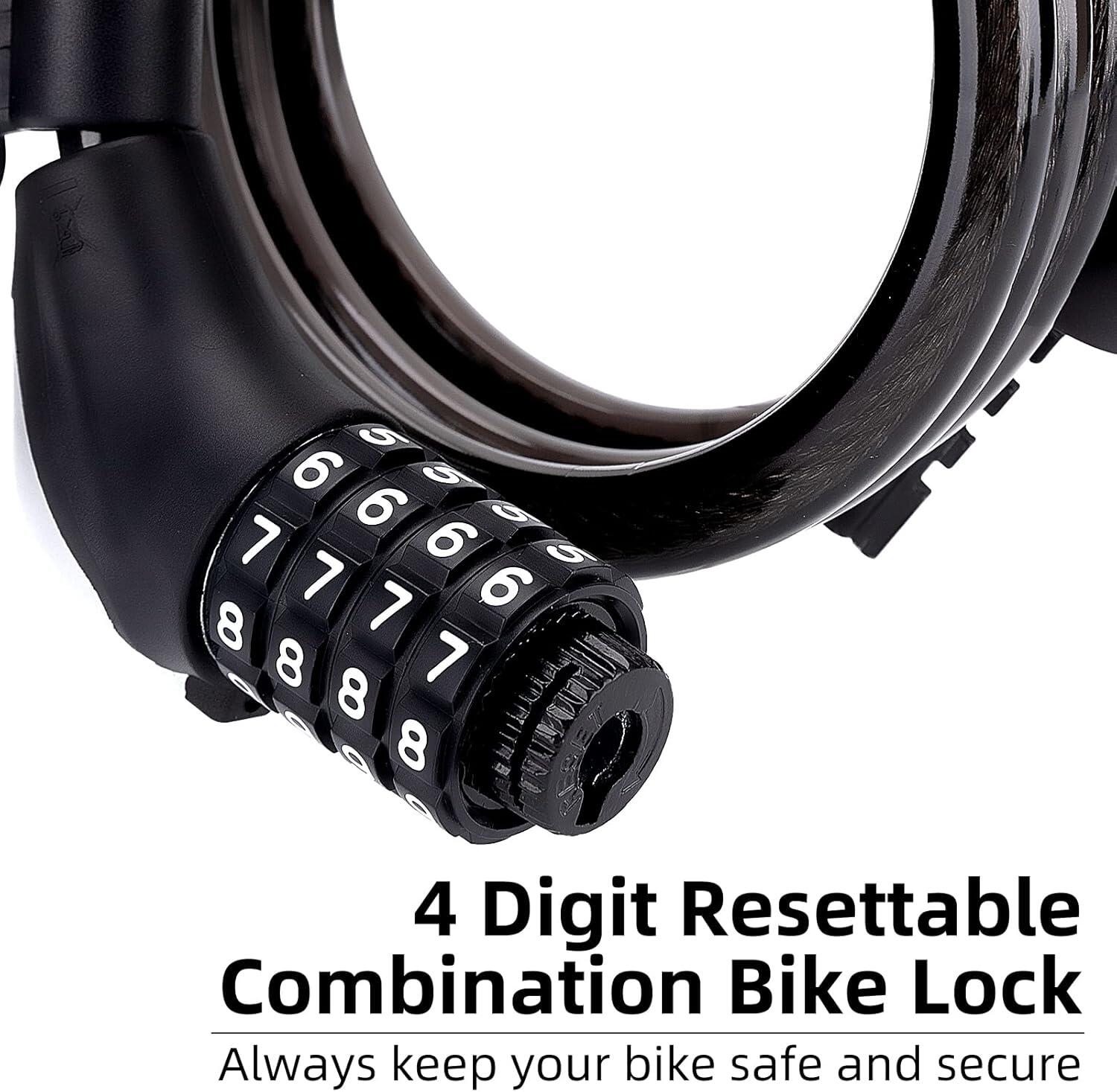 ROCKBROS Câble Antivol Vélo 120/180cm à Code 4 Chiffres, Imperméable 2/7
