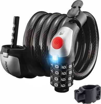 Rockbros fietsslot kabel 120/180cm met 4-cijferige code, waterdicht