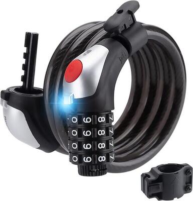 Rockbros fietsslot kabel 120/180cm met 4-cijferige code, waterdicht