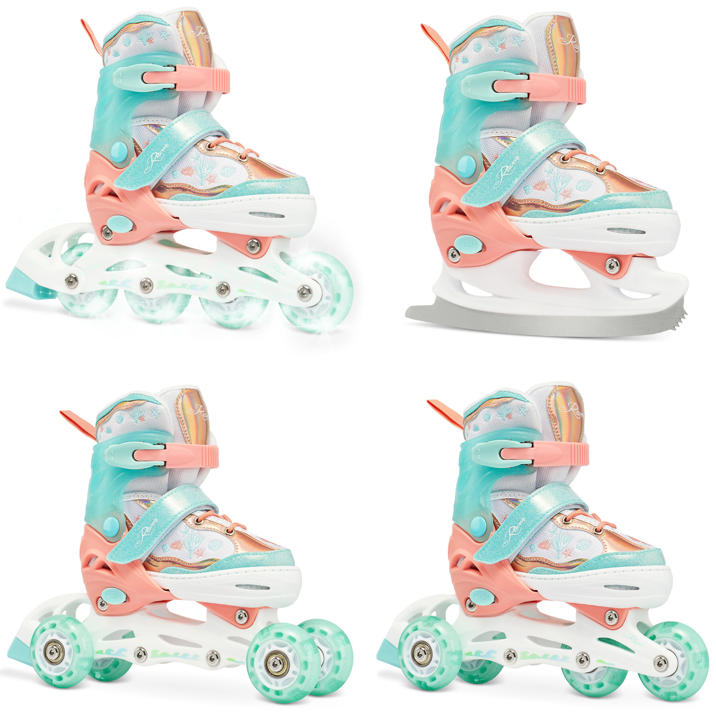 RAVEN Patins de rodas Patins ajustáveis 4 em 1 Raven Isla LED