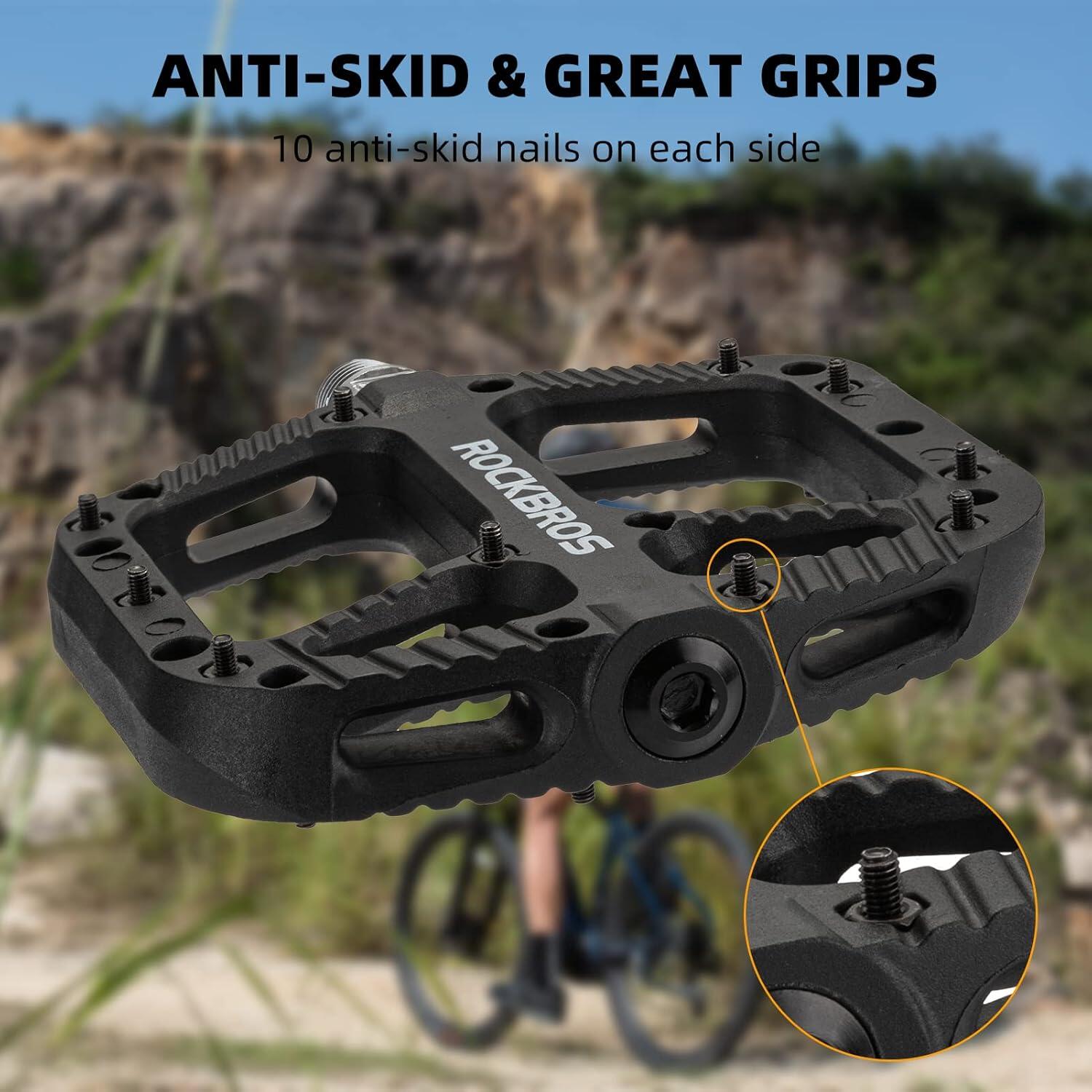 ROCKBROS Platte Fietspedalen VTT BMX 9/16 Nylon Antislip 4/7