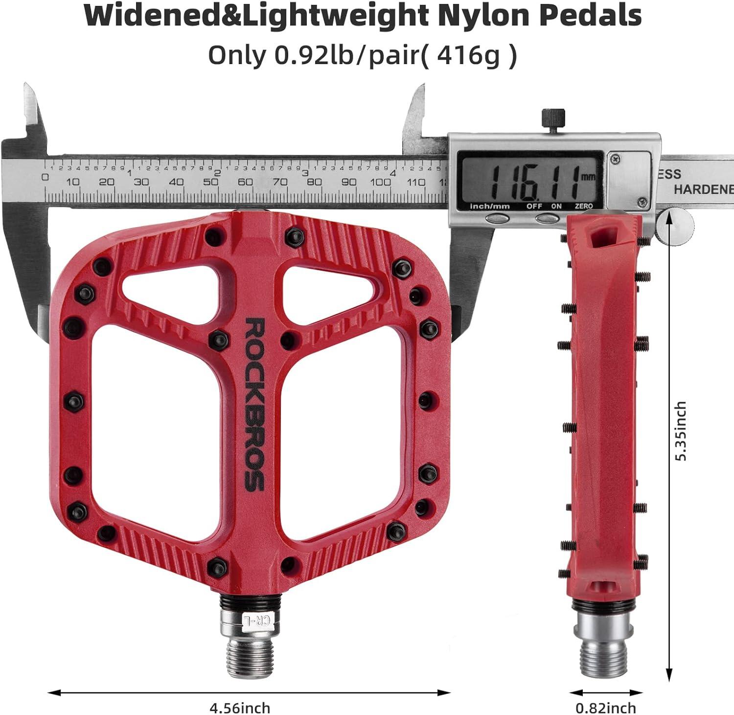 ROCKBROS Pédales VTT BMX Plates 9/16 en Nylon Antidérapantes 4/8