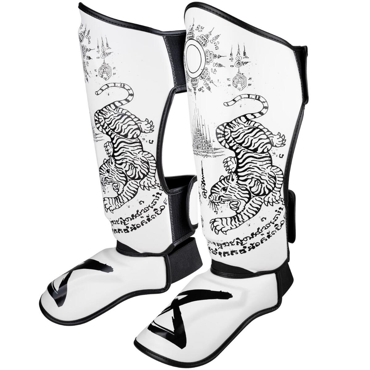 8 WEAPONS Shin Guards - Sak Yant Tigers white S 2/7