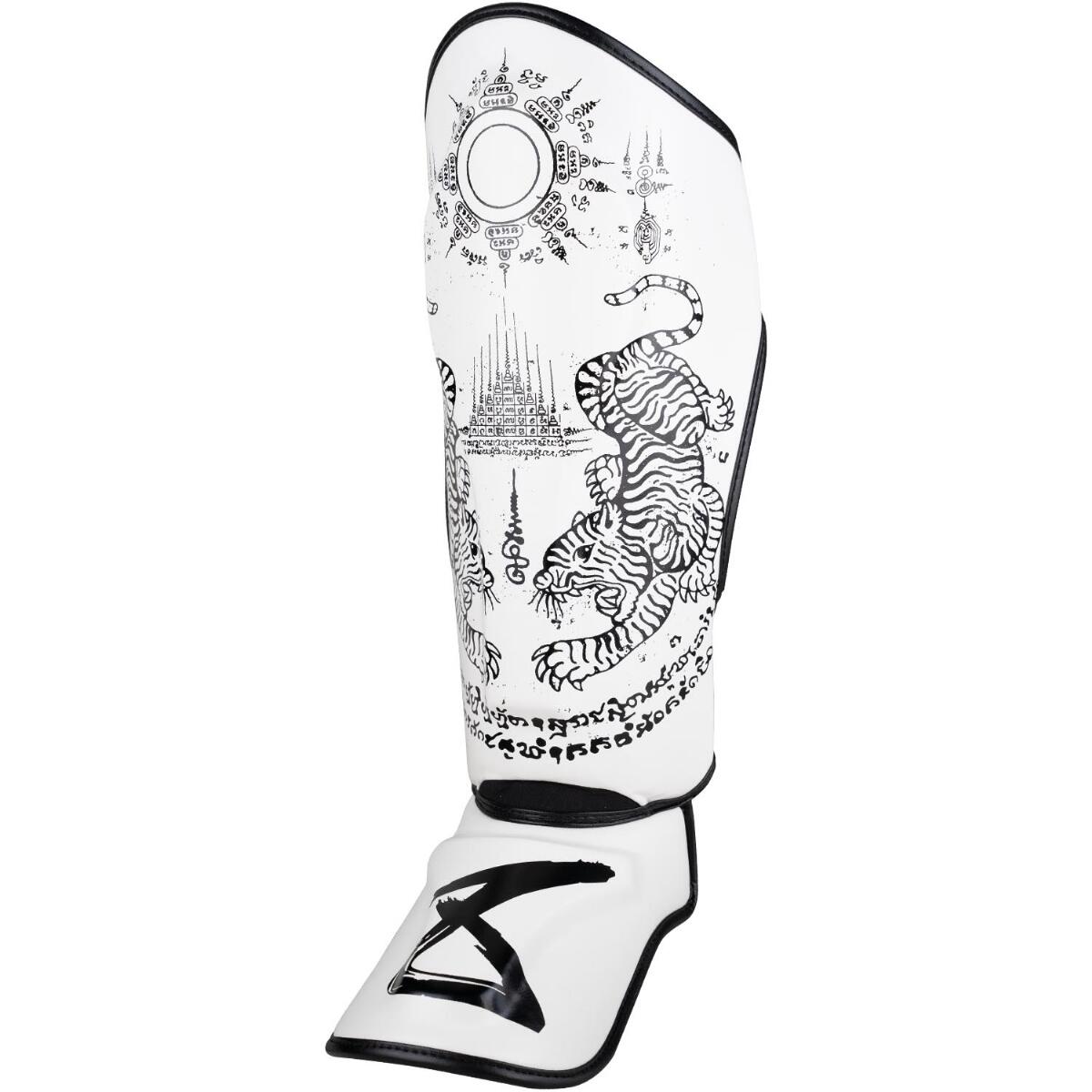 8 WEAPONS Shin Guards - Sak Yant Tigers white S 6/7