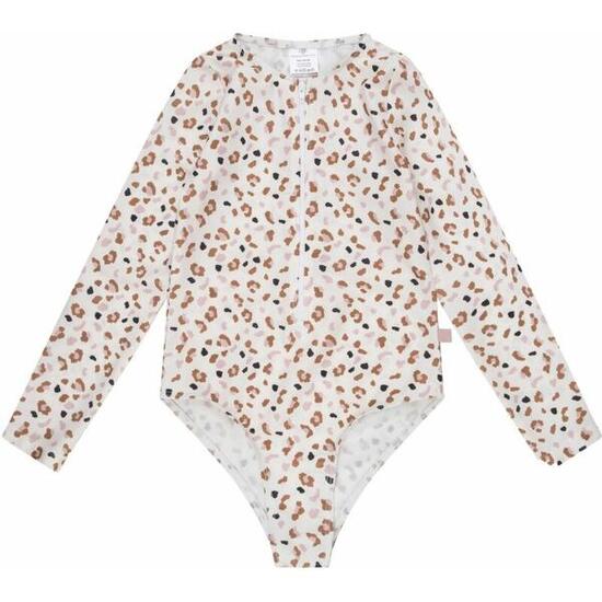 UV-badeanzug Mädchen mit Ärmeln - Khaki - Leopard - 134/140