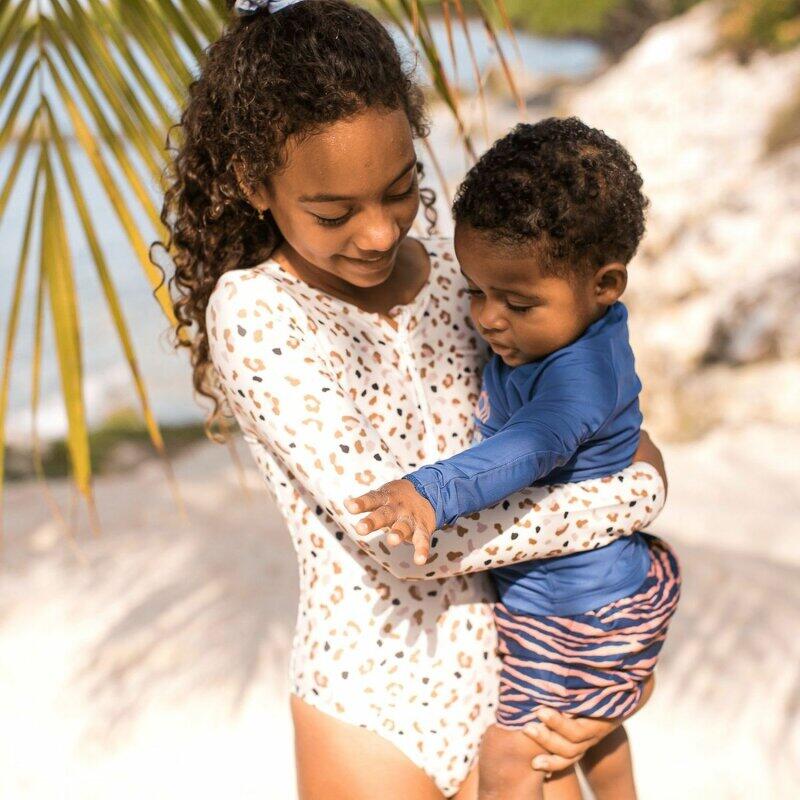 Swim Essentials Costume intero bambina per bambine con maniche più scuro khaki 4/6