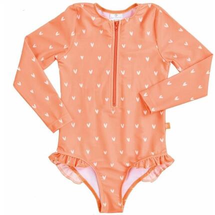 Swim Essentials Langarm-UV-Badeanzug, für Mädchen orange Herzen Muster 110/116