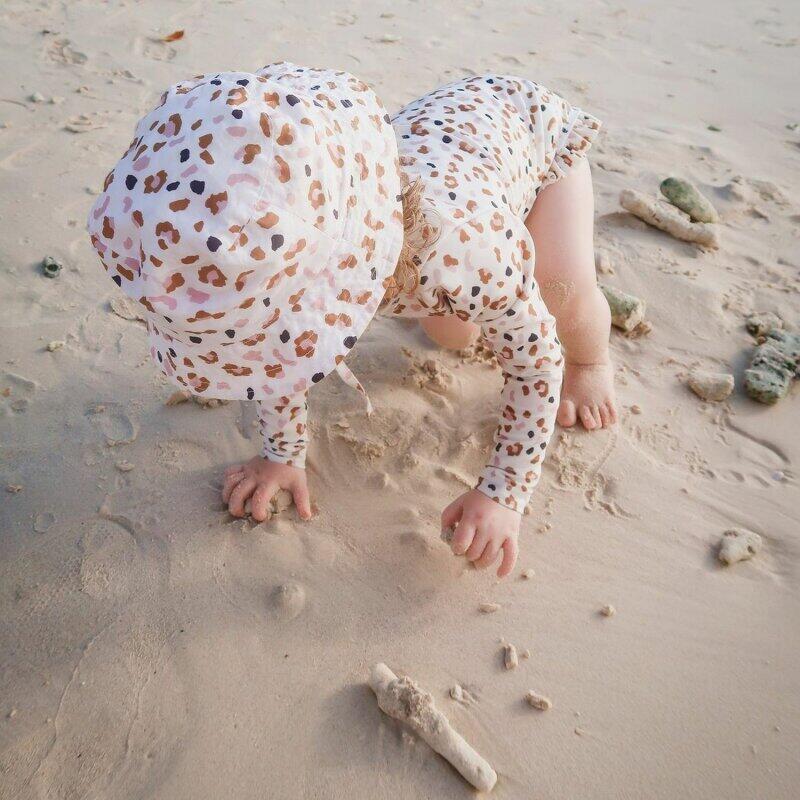 Schwimmanzug Mädchen 74/80  Kaki Leopard 6/7