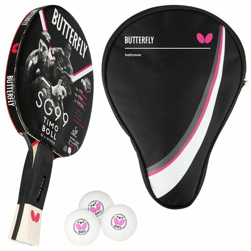 Butterfly 1x Timo Boll SG99 Tischtennisschläger + Hülle + 3x TT Bälle 1/5