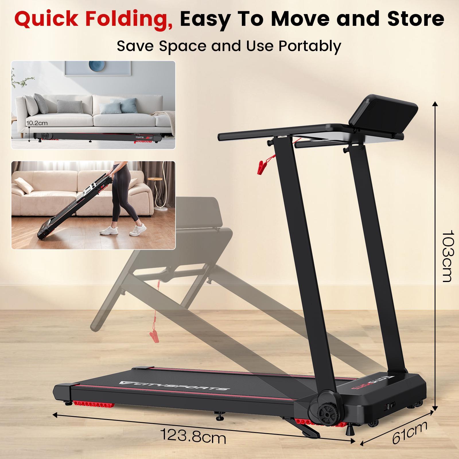 CITYSPORTS Folding Treadmill with incline for Home,12km/h Portable Treadmill 7/7
