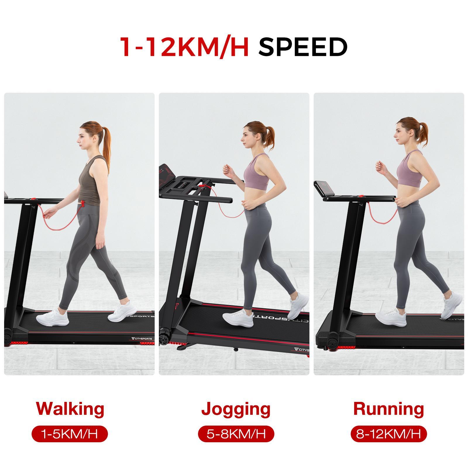 CITYSPORTS Folding Treadmill with incline for Home,12km/h Portable Treadmill 4/7