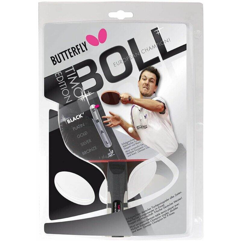 Butterfly 1x Timo Boll Black 85030 Tischtennisschläger + Hülle + 3x 3*** Bälle 2/6