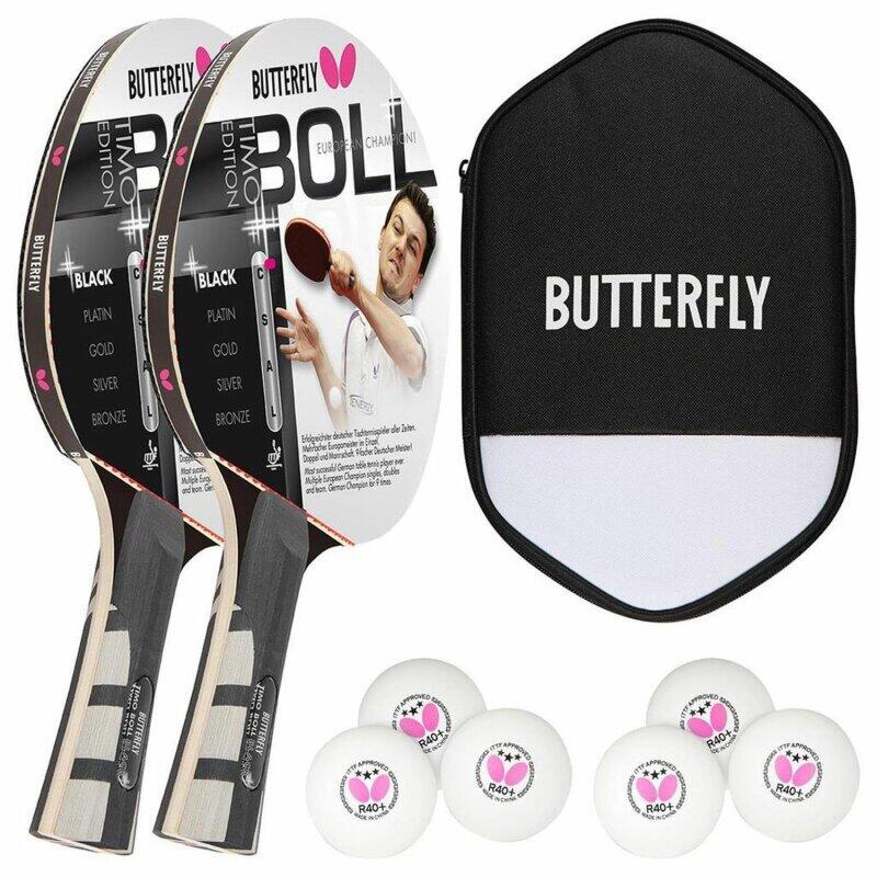 Butterfly 2x Timo Boll Black 85030 Tischtennisschläger + Hülle + 6x 3*** Bälle 7/7
