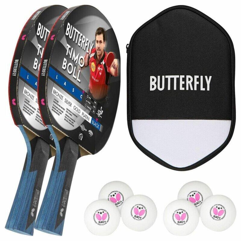 Butterfly 2x Timo Boll Black 85031 Tischtennisschläger + Hülle + 6x 3*** Bälle 7/7