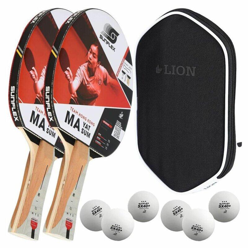 Sunflex 2x Tischtennisschläger MA YAT SUM + Tischtennishülle + 6x SX+ TT Bälle 1/7