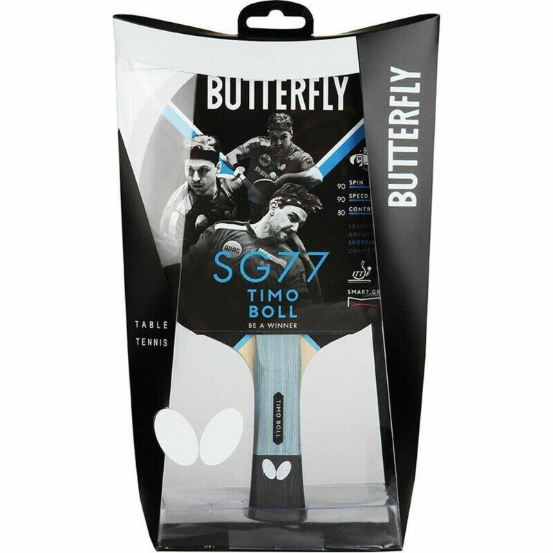 Butterfly 2x Timo Boll SG77 Tischtennisschläger + 2x Hülle + 6x TT Bälle 2/7