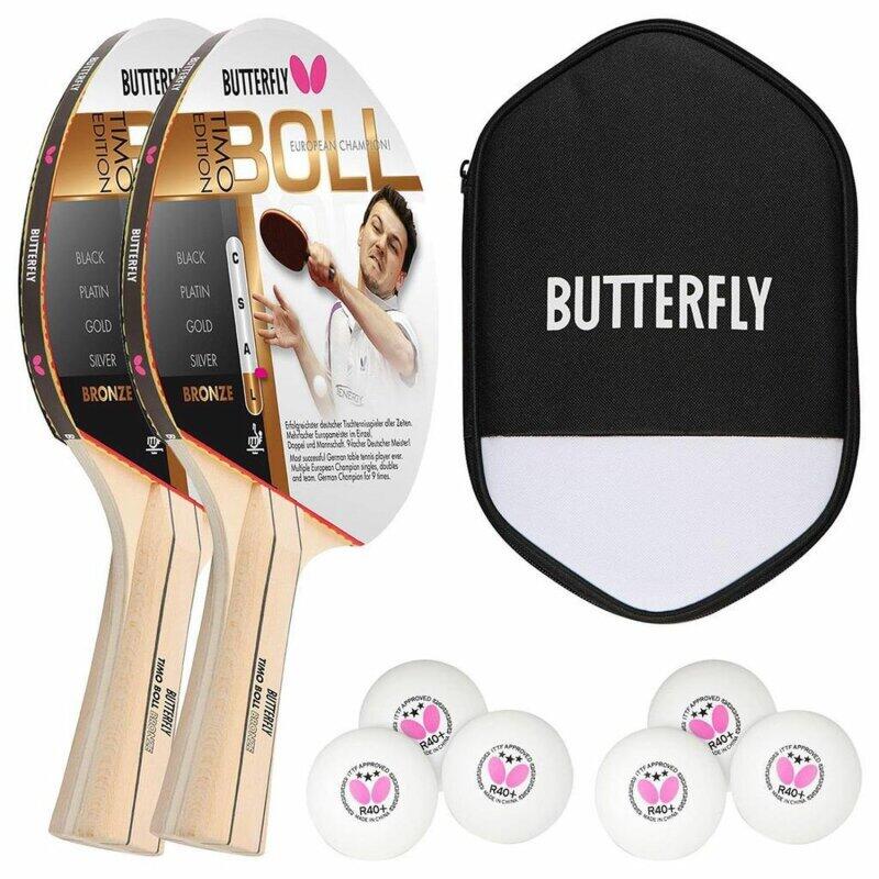 Butterfly 2x Timo Boll Bronze 85010 Tischtennisschläger + Hülle + 6x 3*** Bälle 6/6