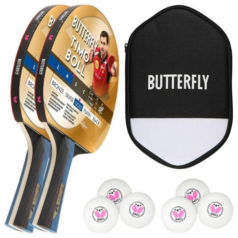 Butterfly 2x Timo Boll Gold 85021 Tischtennisschläger + Hülle + 6x 3*** Bälle 6/6