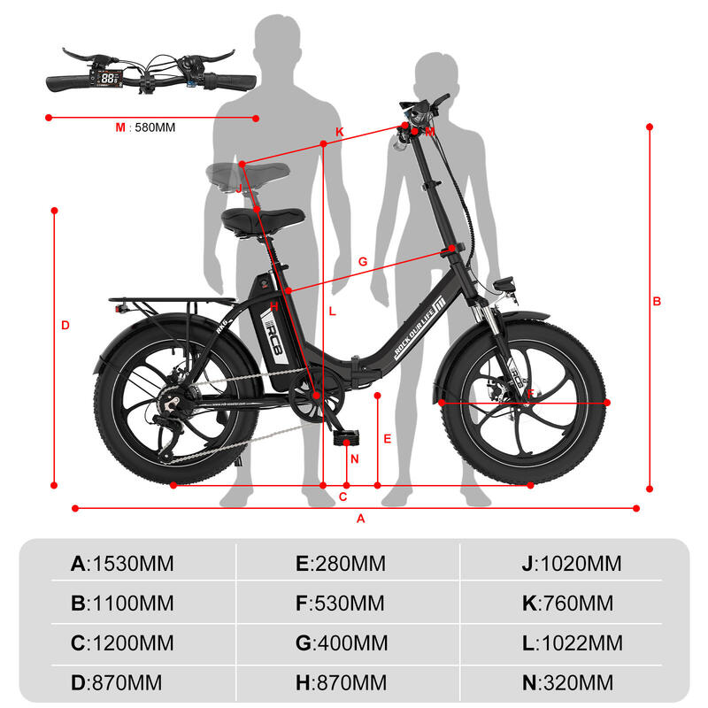 Rower elektryczny składany dla dorosłych 20'' E-Bike 36V 15,6Ah - RCB RK6