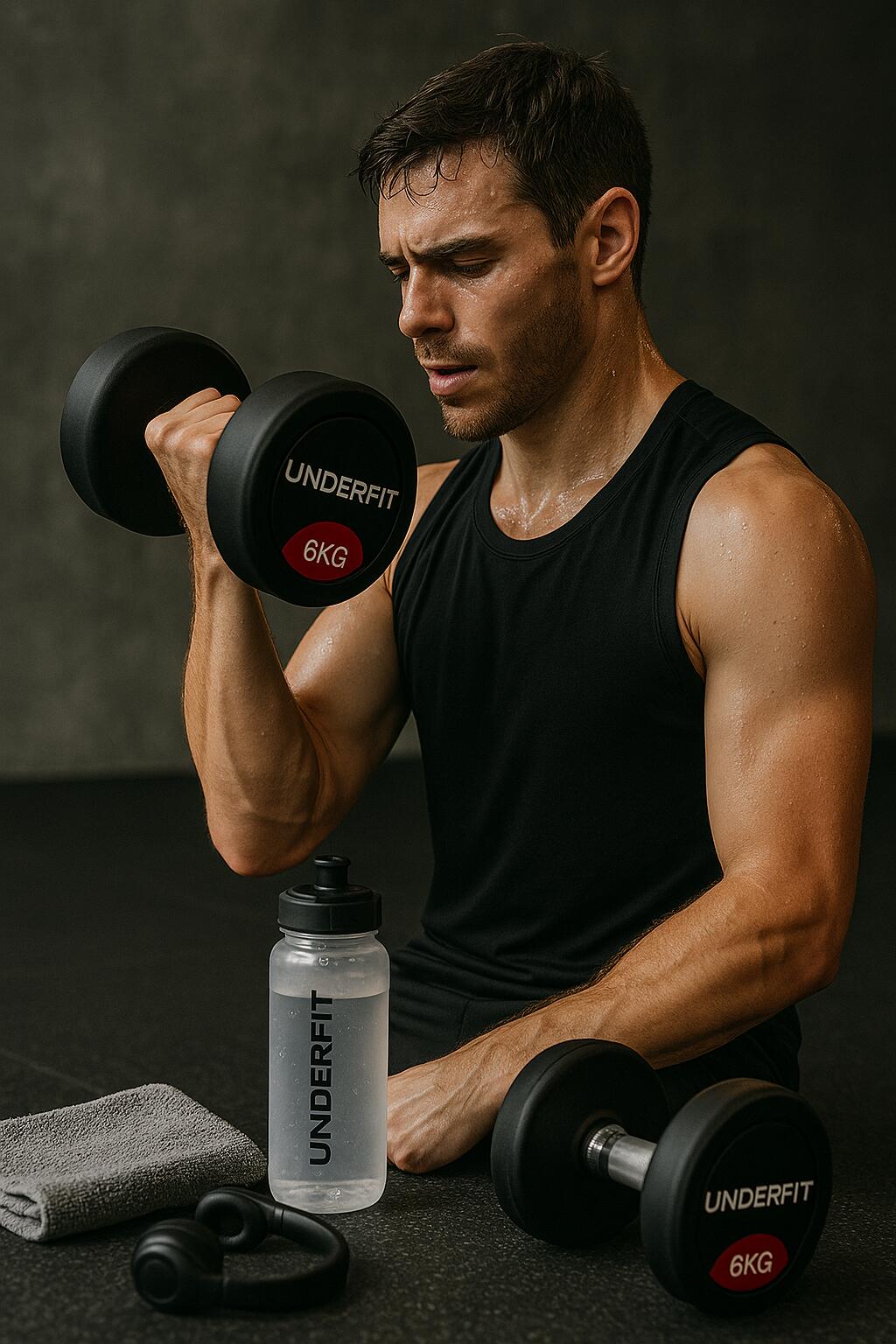 Hantla gumowana UNDERFIT do ćwiczeń siłowych fitness 6/7