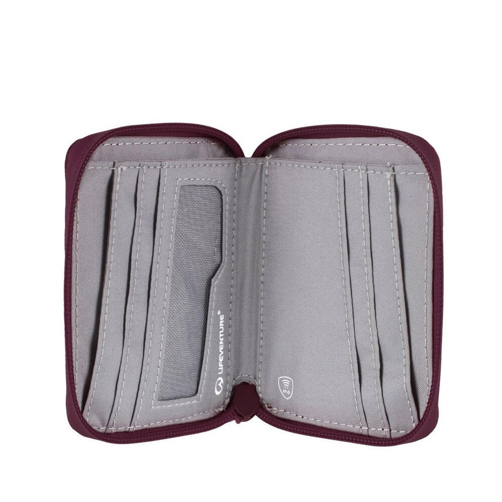Portefeuille bi-fold Lifeventure plum, tissu recyclé, RFID et multi-ensions 3/6