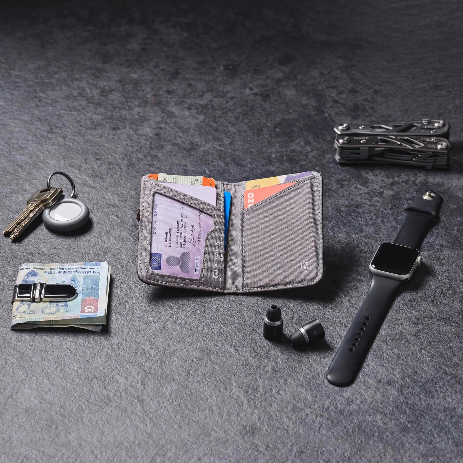 Portafoglio compatto Lifeventure plum in tessuto riciclato con protezione RFID 6/6