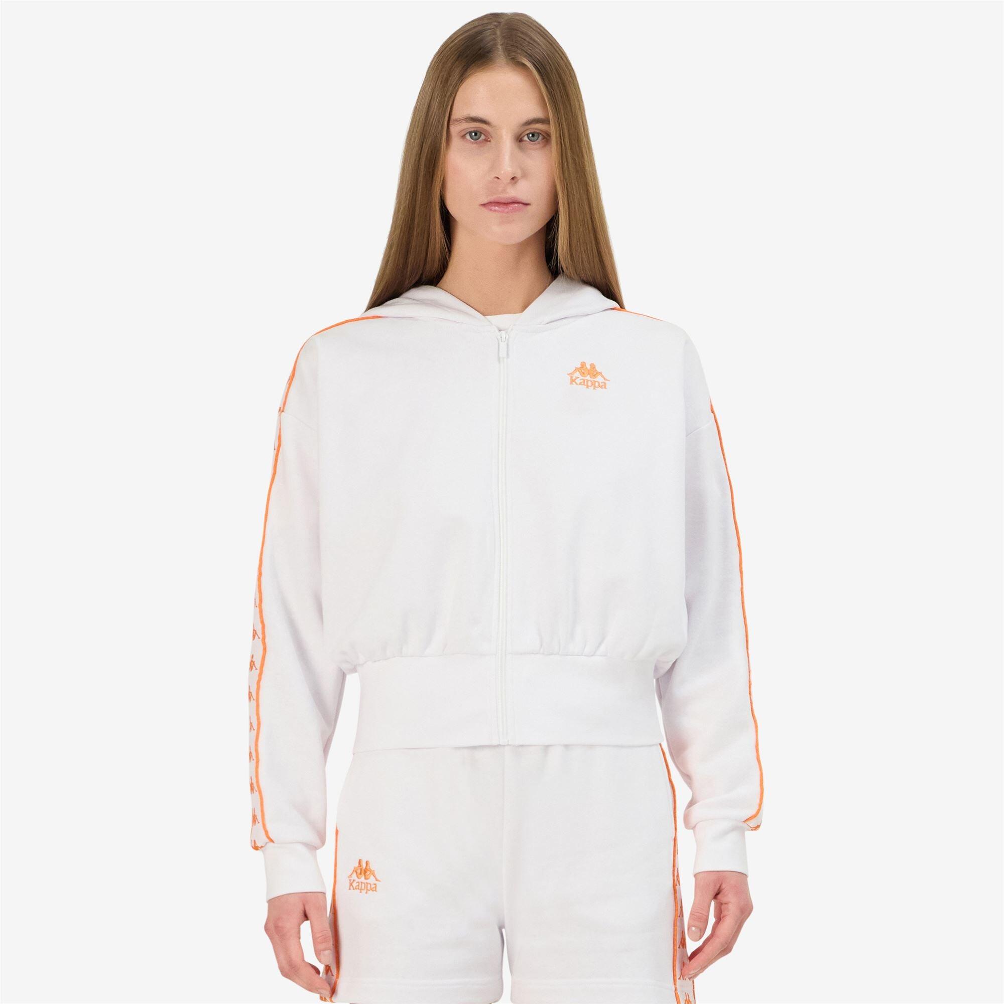 Felpa con zip da donna in cotone bianco da streetwear sportivo 5/7