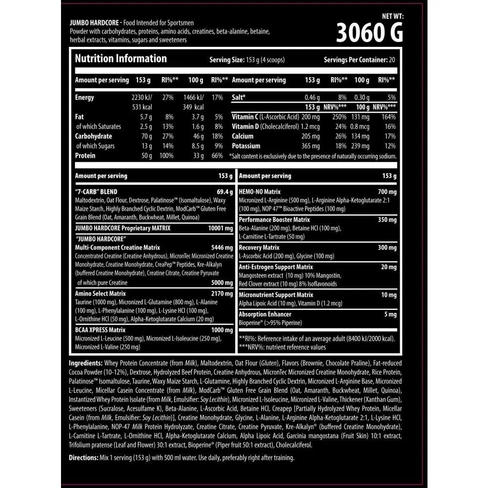Mass Gainers - Jumbo Hardcore (3.06kg) - Iogurte De Banana 2/2