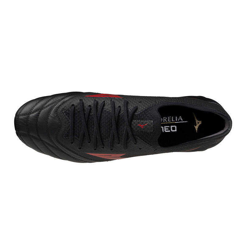 Ghete de fotbal Mizuno Morelia Neo IV B Elite FG negre și roșii