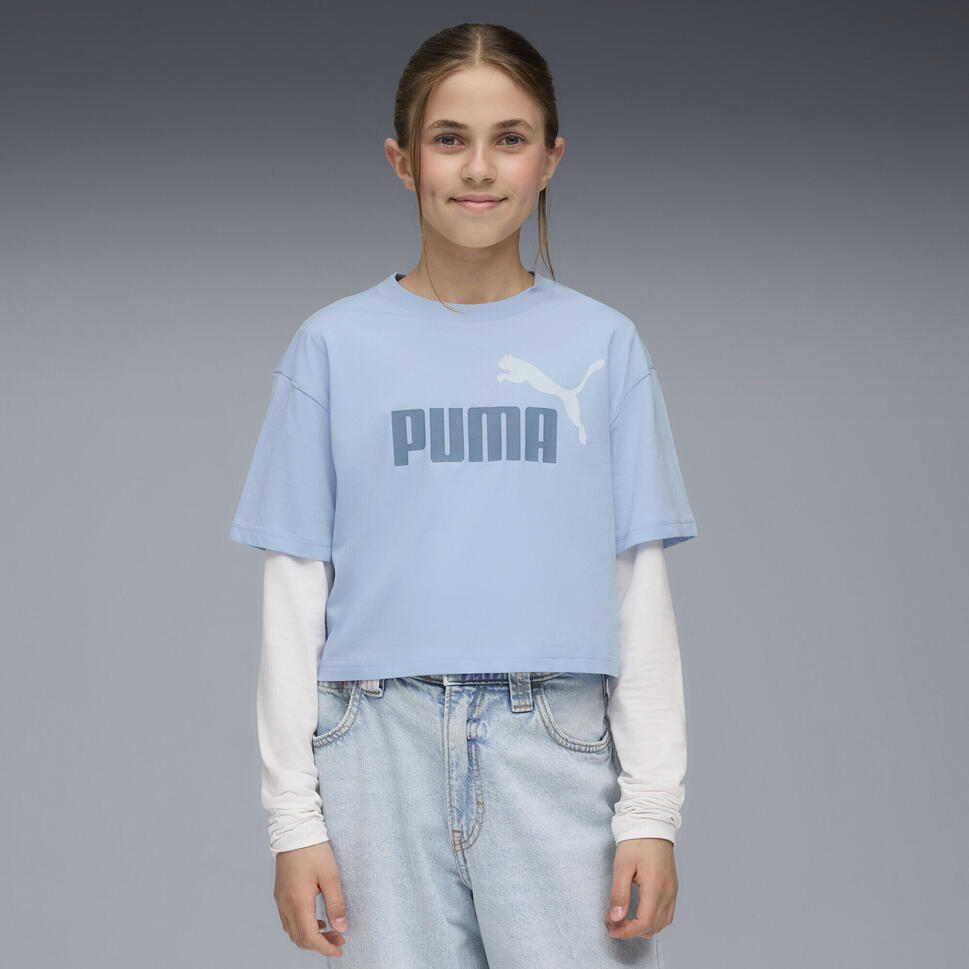 Młodzieżowa krótka koszulka Essentials 2 Colour z logo PUMA No. 1 PUMA