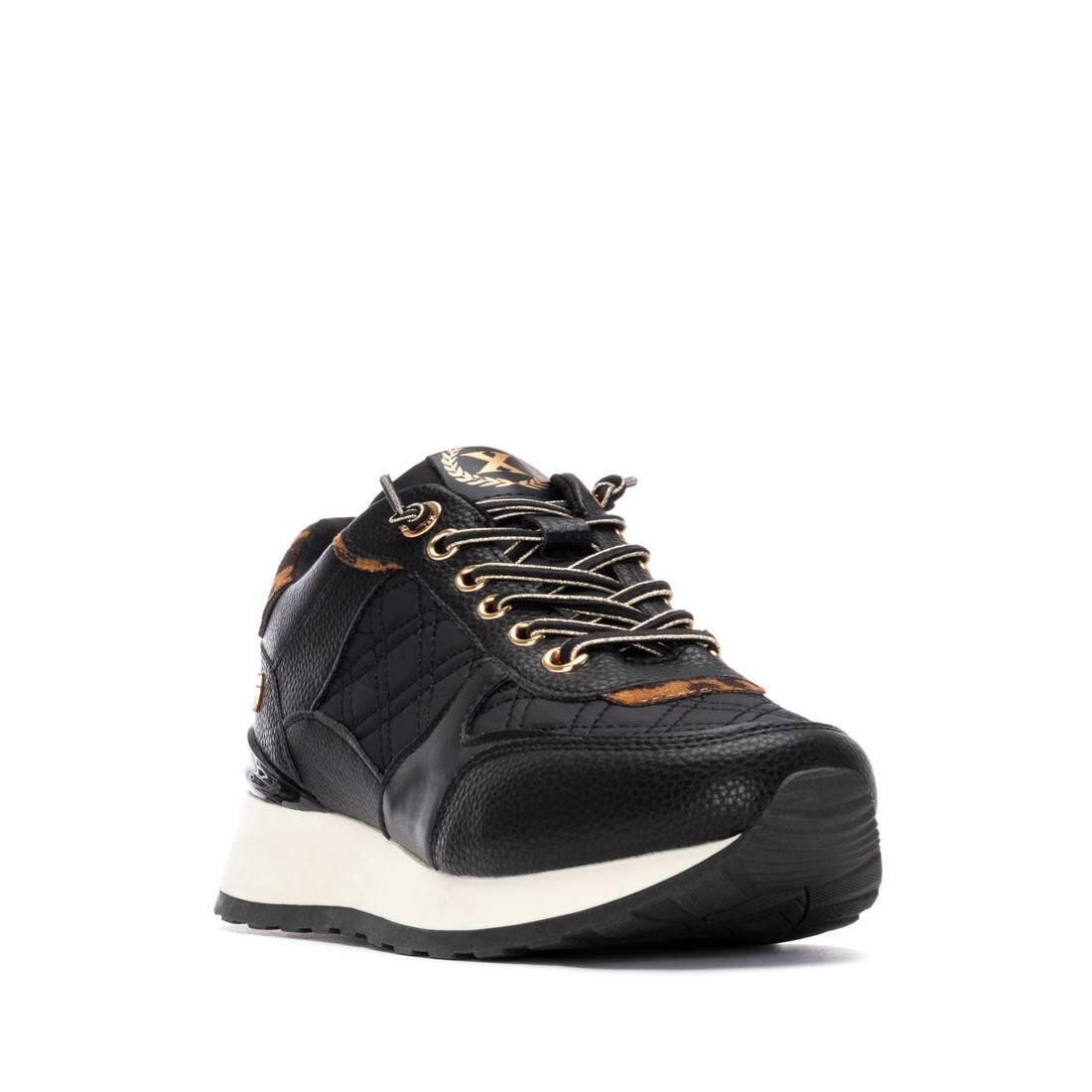 Baskets XTI 144209 femme noires à imprimé animal, talon 4 cm 2/4