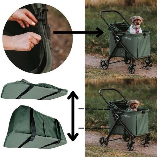 Passeggino attivo regolabile per animali B.RIDER verde fino a 30 kg