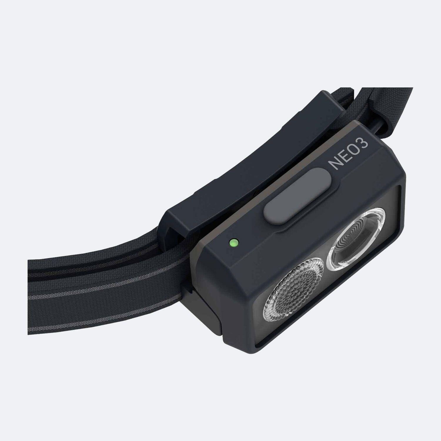 NEO3 Running Head Torch LED, x3 AAA Battery, Inc Red Rear Light (Black) 3/8