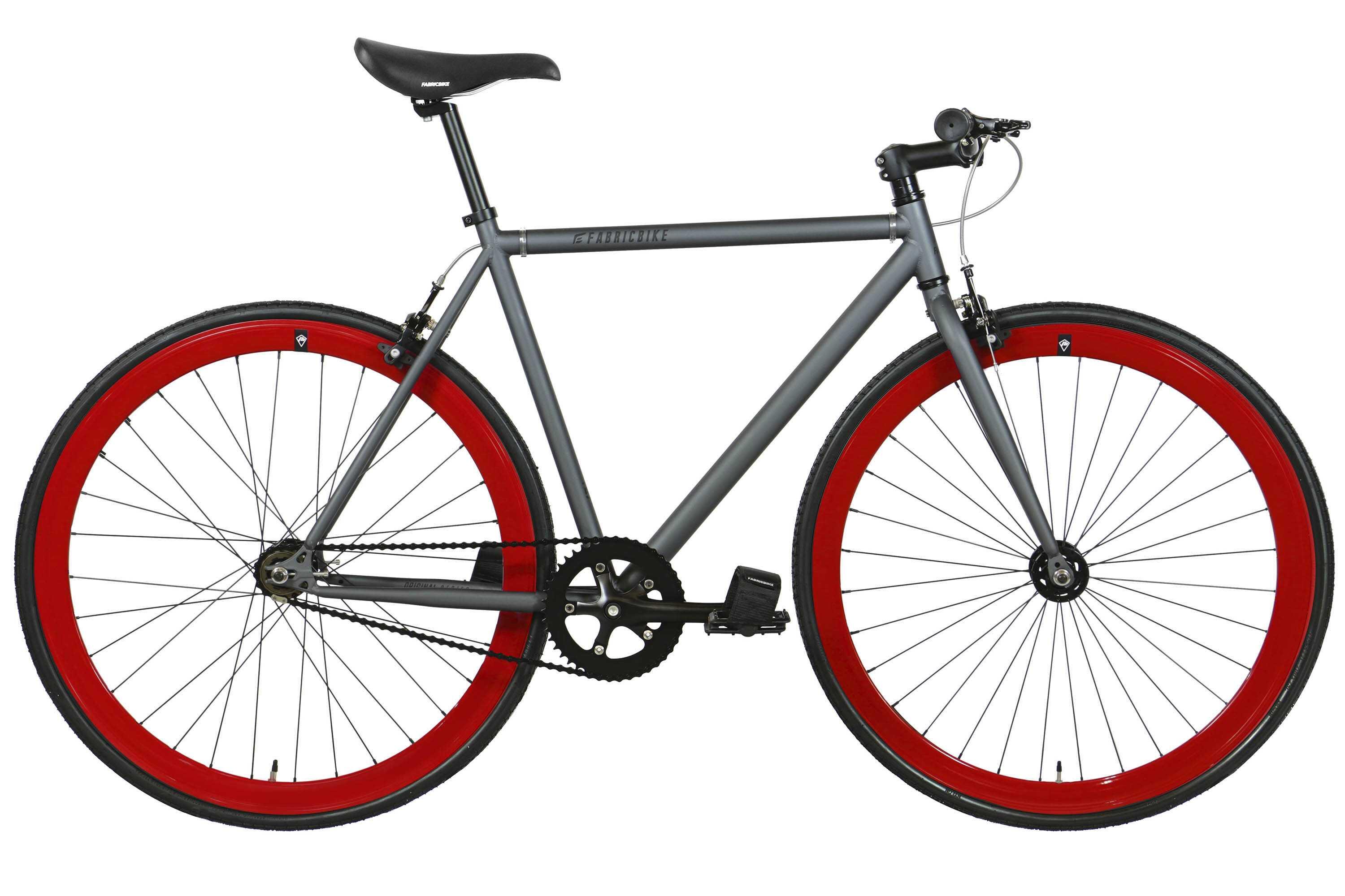 FABRICBIKE Fixie-Fahrrad Original Hi-Ten Stahlrahmen 28" - Graphite & Red